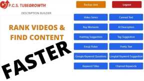 How to get better Video Rankings & Content Ideas Faster - PCS TUBEGROWTH 15 apps in 1 Video Ranking